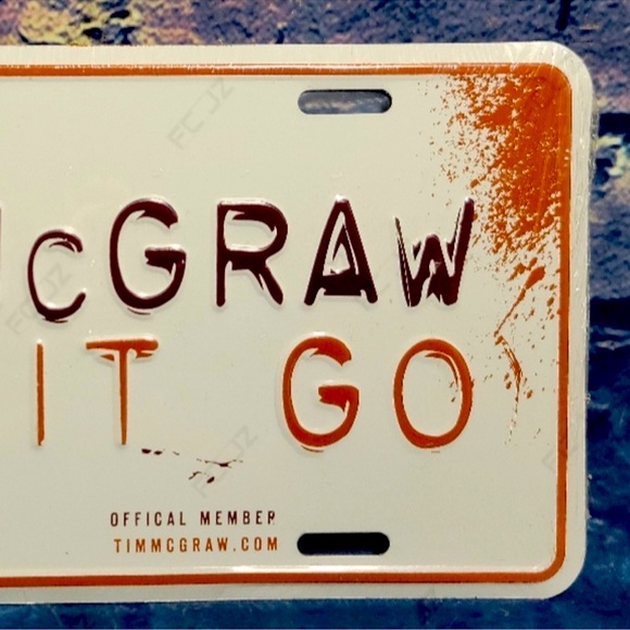 NWT 🤠🎵 COUNTRY MUSIC ARTIST TIM MCGRAW METAL NOVELTY LICENSE PLATE “LET IT GO” - Picture 3 of 5